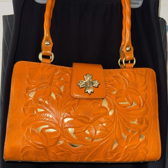Patricia Nash Rosina Handbag, EUC, Sun Yellow Color, Tooled Leather - Picture 1 of 11